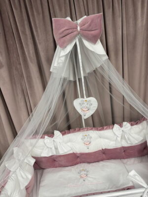 PEPPIbambini ROYAL White Pink Velvet Biancheria da letto per bambini 11 pezzi, 100% Cotone con Ricamo - immagine 11