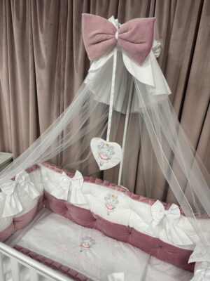 PEPPIbambini ROYAL White Pink Velvet Biancheria da letto per bambini 11 pezzi, 100% Cotone con Ricamo - immagine 10