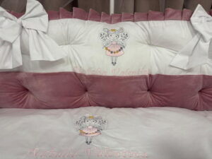 PEPPIbambini ROYAL White Pink Velvet Biancheria da letto per bambini 11 pezzi, 100% Cotone con Ricamo - immagine 7
