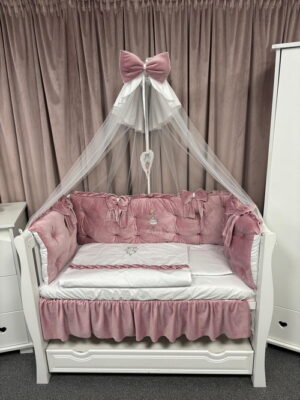 PEPPIbambini ROYAL Pink Velvet Biancheria da letto per bambini 11 pezzi, 100% Cotone con Ricamo - immagine 4