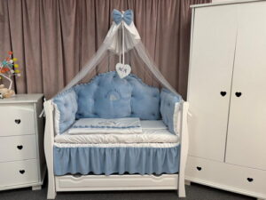 PEPPIbambini ROYAL Blue Velvet Biancheria da letto per bambini 11 pezzi, 100% Cotone con Ricamo