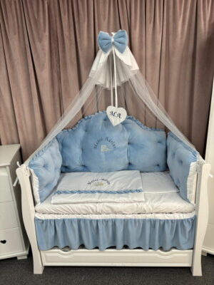 PEPPIbambini ROYAL Blue Velvet Biancheria da letto per bambini 11 pezzi, 100% Cotone con Ricamo - immagine 9