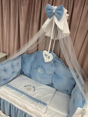 PEPPIbambini ROYAL Blue Velvet Biancheria da letto per bambini 11 pezzi, 100% Cotone con Ricamo - immagine 7