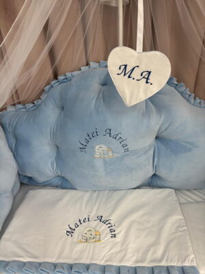 PEPPIbambini ROYAL Blue Velvet Biancheria da letto per bambini 11 pezzi, 100% Cotone con Ricamo - immagine 5