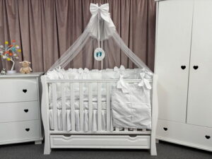 PEPPIbambini ROYAL White Velvet Biancheria da letto per bambini 11 pezzi, 100% Cotone con Ricamo