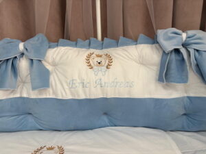 PEPPIbambini ROYAL White Blue Velvet Biancheria da letto per bambini 11 pezzi, 100% Cotone con Ricamo - immagine 9