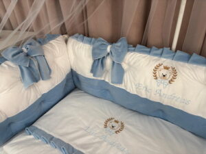 PEPPIbambini ROYAL White Blue Velvet Biancheria da letto per bambini 11 pezzi, 100% Cotone con Ricamo - immagine 7