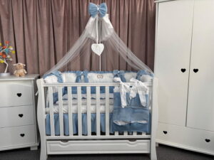 PEPPIbambini ROYAL White Blue Velvet Biancheria da letto per bambini 11 pezzi, 100% Cotone con Ricamo - immagine 5