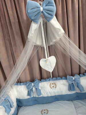 PEPPIbambini ROYAL White Blue Velvet Biancheria da letto per bambini 11 pezzi, 100% Cotone con Ricamo - immagine 3