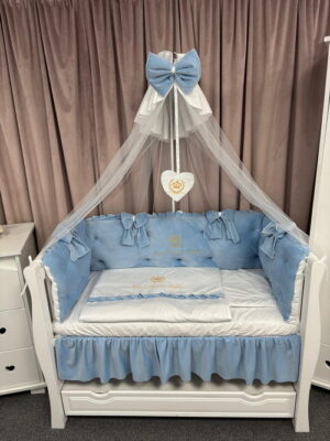 PEPPIbambini ROYAL Blue Velvet Biancheria da letto per bambini 11 pezzi, 100% Cotone con Ricamo - immagine 3
