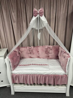 PEPPIbambini ROYAL Pink Velvet Biancheria da letto per bambini 11 pezzi, 100% Cotone con Ricamo - immagine 7