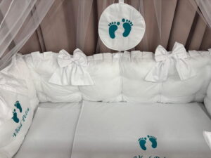PEPPIbambini ROYAL White Velvet Biancheria da letto per bambini 11 pezzi, 100% Cotone con Ricamo - immagine 6
