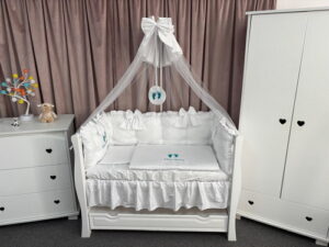 PEPPIbambini ROYAL White Velvet Biancheria da letto per bambini 11 pezzi, 100% Cotone con Ricamo - immagine 3