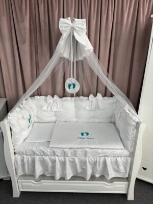 PEPPIbambini ROYAL White Velvet Biancheria da letto per bambini 11 pezzi, 100% Cotone con Ricamo - immagine 2