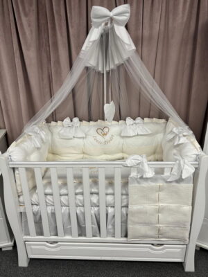 PEPPIbambini ROYAL White Velvet Biancheria da letto per bambini 11 pezzi, 100% Cotone con Ricamo - immagine 8