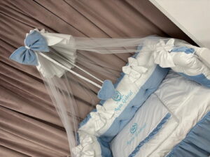 PEPPIbambini ROYAL White Blue Velvet Biancheria da letto per bambini 11 pezzi, 100% Cotone con Ricamo - immagine 7