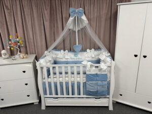PEPPIbambini ROYAL White Blue Velvet Biancheria da letto per bambini 11 pezzi, 100% Cotone con Ricamo - immagine 4