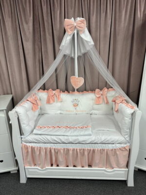 PEPPIbambini ROYAL White Somon Velvet Biancheria da letto per bambini 11 pezzi, 100% Cotone con Ricamo - immagine 9