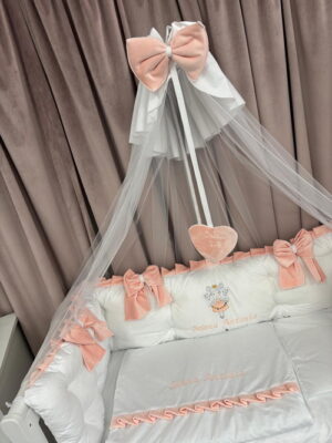PEPPIbambini ROYAL White Somon Velvet Biancheria da letto per bambini 11 pezzi, 100% Cotone con Ricamo - immagine 8