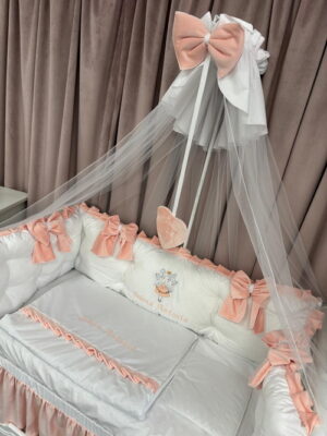 PEPPIbambini ROYAL White Somon Velvet Biancheria da letto per bambini 11 pezzi, 100% Cotone con Ricamo - immagine 7