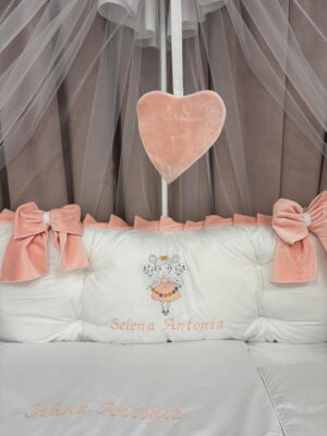 PEPPIbambini ROYAL White Somon Velvet Biancheria da letto per bambini 11 pezzi, 100% Cotone con Ricamo - immagine 5