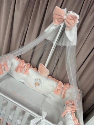 PEPPIbambini ROYAL White Somon Velvet Biancheria da letto per bambini 11 pezzi, 100% Cotone con Ricamo - immagine 2