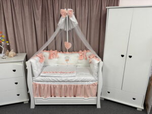 PEPPIbambini ROYAL White Somon Velvet Biancheria da letto per bambini 11 pezzi, 100% Cotone con Ricamo - immagine 10