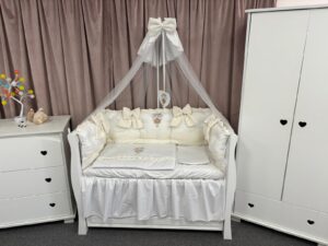 PEPPIbambini ROYAL White Velvet Biancheria da letto per bambini 11 pezzi, 100% Cotone con Ricamo