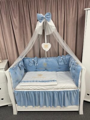 PEPPIbambini ROYAL Blue Velvet Biancheria da letto per bambini 11 pezzi, 100% Cotone con Ricamo - immagine 10