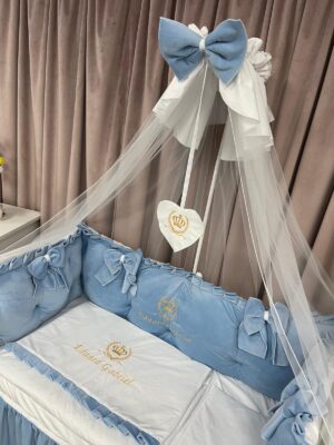 PEPPIbambini ROYAL Blue Velvet Biancheria da letto per bambini 11 pezzi, 100% Cotone con Ricamo - immagine 8