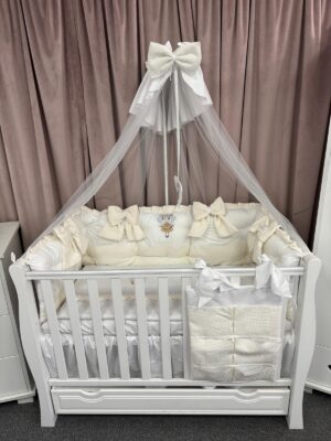 PEPPIbambini ROYAL White Velvet Biancheria da letto per bambini 11 pezzi, 100% Cotone con Ricamo - immagine 4