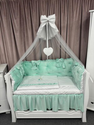 PEPPIbambini ROYAL Mint Velvet Biancheria da letto per bambini 11 pezzi, 100% Cotone con Ricamo - immagine 7