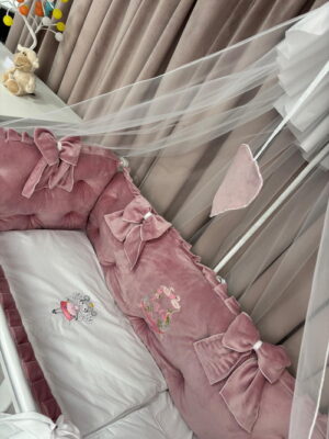 PEPPIbambini ROYAL Pink Velvet Biancheria da letto per bambini 11 pezzi, 100% Cotone con Ricamo - immagine 4
