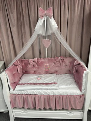 PEPPIbambini ROYAL Pink Velvet Biancheria da letto per bambini 11 pezzi, 100% Cotone con Ricamo - immagine 2