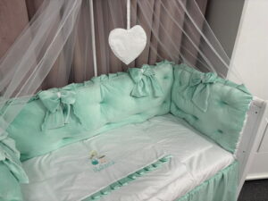 PEPPIbambini ROYAL Mint Velvet Biancheria da letto per bambini 11 pezzi, 100% Cotone con Ricamo - immagine 3