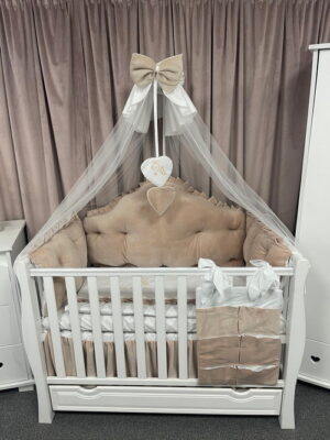 PEPPIbambini ROYAL Beige Velvet Biancheria da letto per bambini 11 pezzi, 100% Cotone con Ricamo - immagine 9