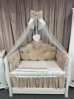 PEPPIbambini ROYAL Beige Velvet Biancheria da letto per bambini 11 pezzi, 100% Cotone con Ricamo - immagine 3