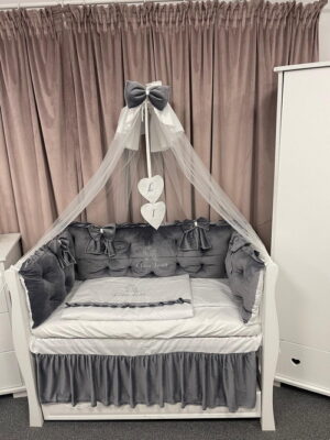 PEPPIbambini ROYAL Grey Velvet Biancheria da letto per bambini 11 pezzi, 100% Cotone con Ricamo - immagine 10