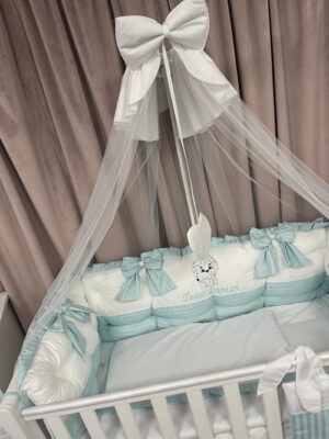 PEPPIbambini ROYAL White Mint Biancheria da letto per bambini 11 pezzi, 100% Cotone con Ricamo - immagine 6