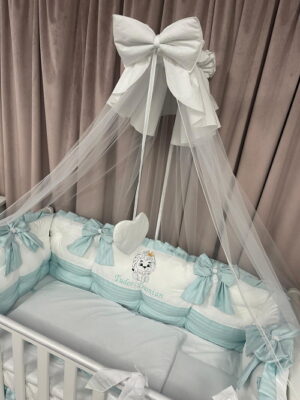PEPPIbambini ROYAL White Mint Biancheria da letto per bambini 11 pezzi, 100% Cotone con Ricamo - immagine 5