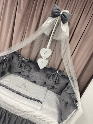 PEPPIbambini ROYAL Grey Velvet Biancheria da letto per bambini 11 pezzi, 100% Cotone con Ricamo - immagine 9