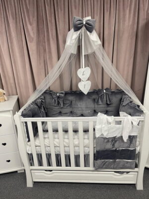 PEPPIbambini ROYAL Grey Velvet Biancheria da letto per bambini 11 pezzi, 100% Cotone con Ricamo - immagine 6