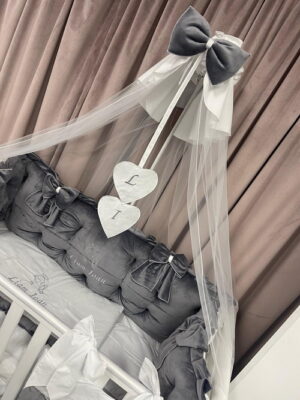 PEPPIbambini ROYAL Grey Velvet Biancheria da letto per bambini 11 pezzi, 100% Cotone con Ricamo - immagine 3