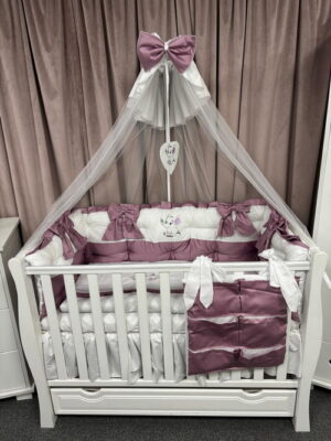 PEPPIbambini ROYAL White Pink Velvet Biancheria da letto per bambini 11 pezzi, 100% Cotone con Ricamo - immagine 10