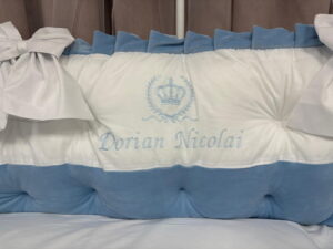 PEPPIbambini ROYAL White Blue Velvet Biancheria da letto per bambini 11 pezzi, 100% Cotone con Ricamo - immagine 7