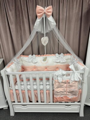 PEPPIbambini ROYAL White Somon Velvet Biancheria da letto per bambini 11 pezzi, 100% Cotone con Ricamo - immagine 10