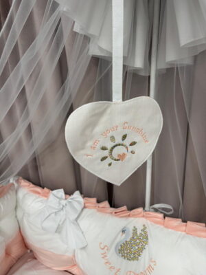 PEPPIbambini ROYAL White Somon Velvet Biancheria da letto per bambini 11 pezzi, 100% Cotone con Ricamo - immagine 9