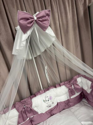 PEPPIbambini ROYAL White Pink Velvet Biancheria da letto per bambini 11 pezzi, 100% Cotone con Ricamo - immagine 8