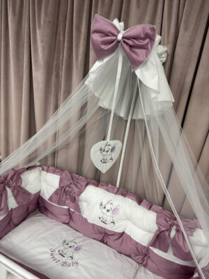 PEPPIbambini ROYAL White Pink Velvet Biancheria da letto per bambini 11 pezzi, 100% Cotone con Ricamo - immagine 7